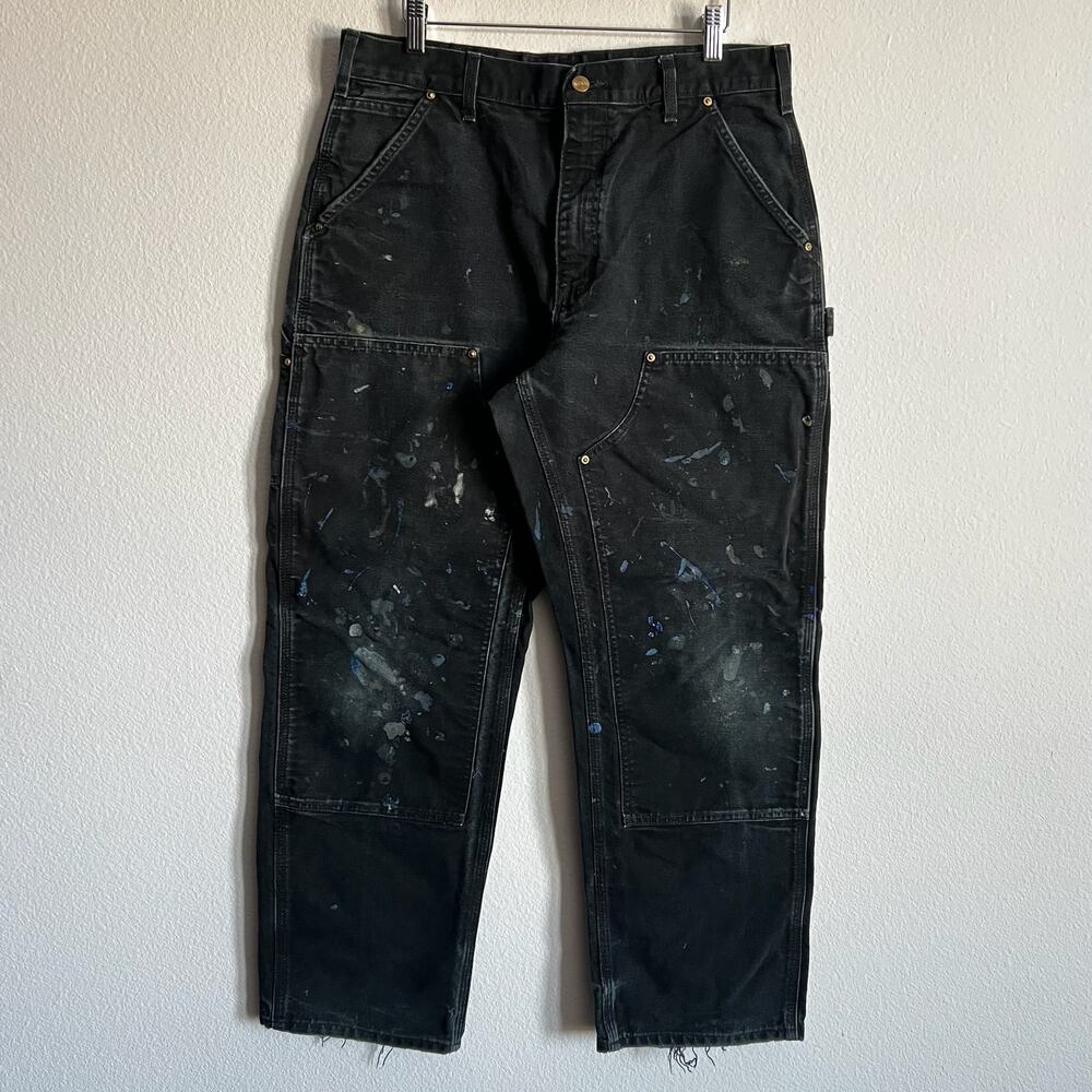 Carhartt B01 BLK faded black double knee work wear carpenter pants